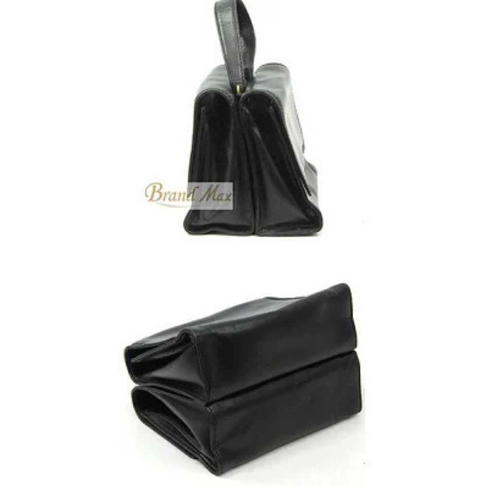Loewe Handbag Leather Black Bag Lambskin Snap Double